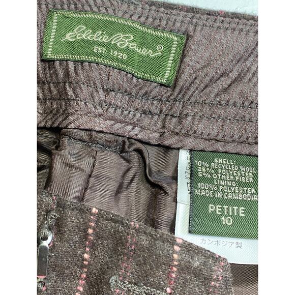 Eddie Bauer Recycled Wool Trousers Womens Sz 10 P Wide Leg Cuffed Pink Pinstripe - Picture 7 of 11